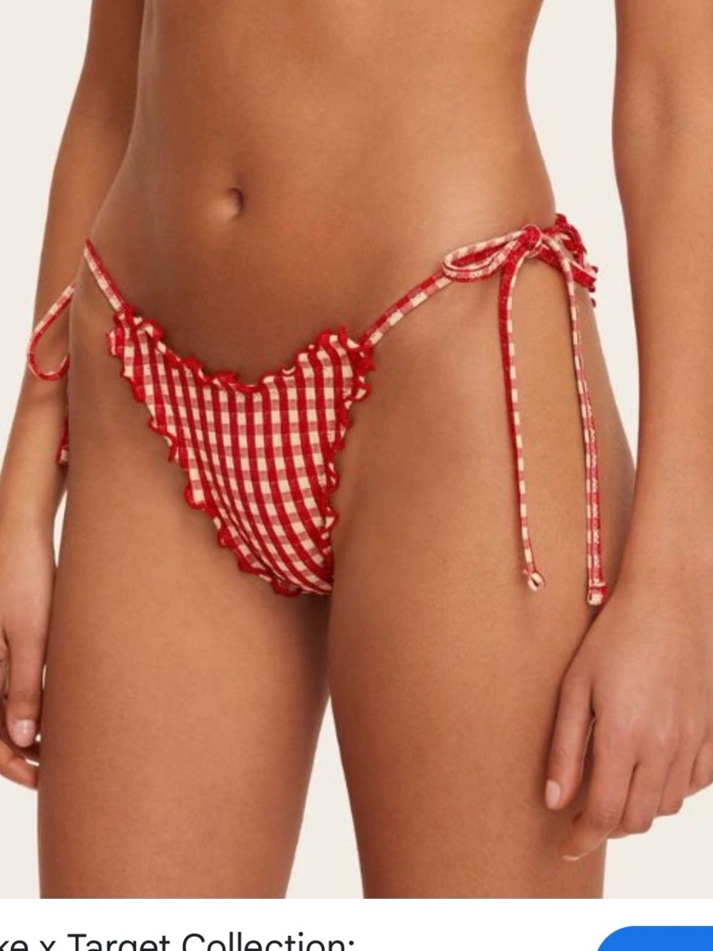 PARKE x Target Red Gingham Ruffle Tie Side Bikini Bottoms NWT M
